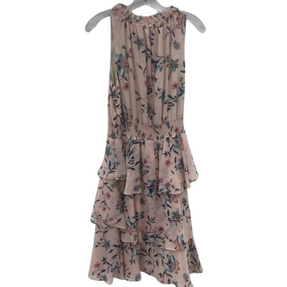 Women’s Size 16 Eliza J Floral Tiered Ruffle Halter Dress Pink Blue - Picture 5 of 7
